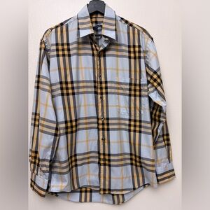 Vintage Burberry London Button Down Shirt Mens Sz S‎ Plaid Nova Check Cotton USA